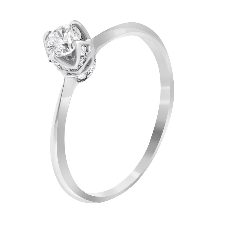 Каблучка для заручин у білому золоті з діамантами. Артикул ERDS51б: ціна, відгуки, фото – купити в інтернет-магазині AURUM