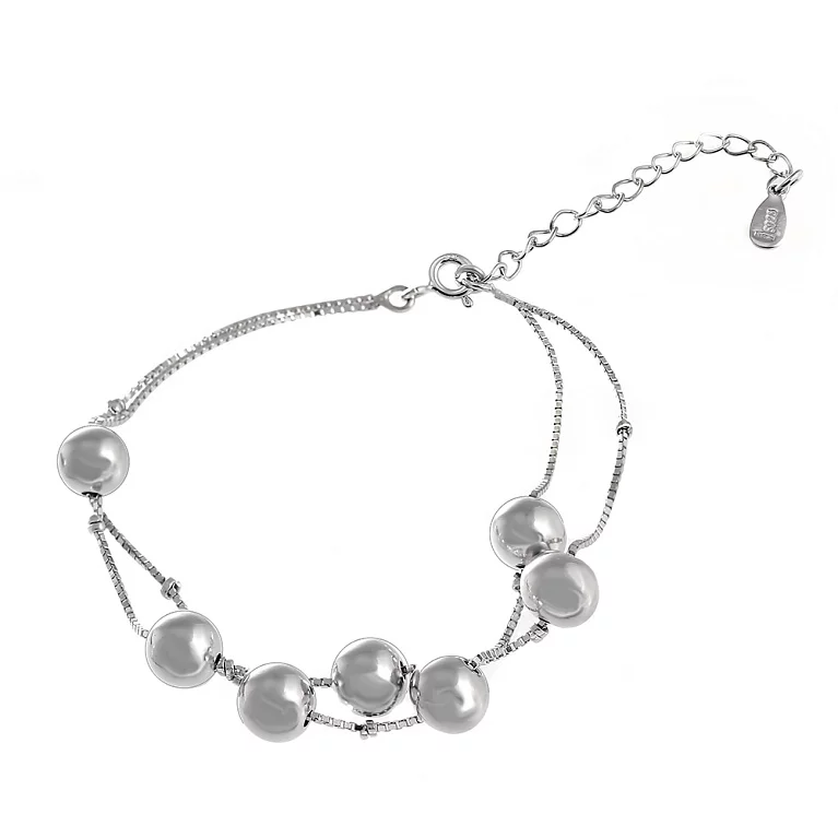 Срібний браслет з Кульками Венеціанське плетіння. Артикул 7509/Б2/424: ціна, відгуки, фото – купити в інтернет-магазині AURUM