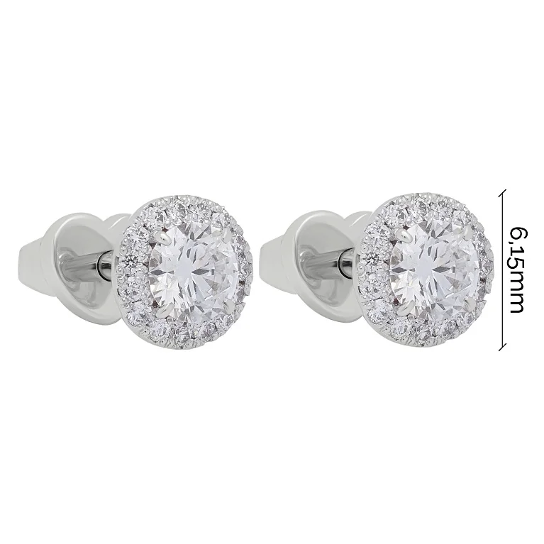 Сережки-гвоздики с бриллиантами из белого золота - 1644409