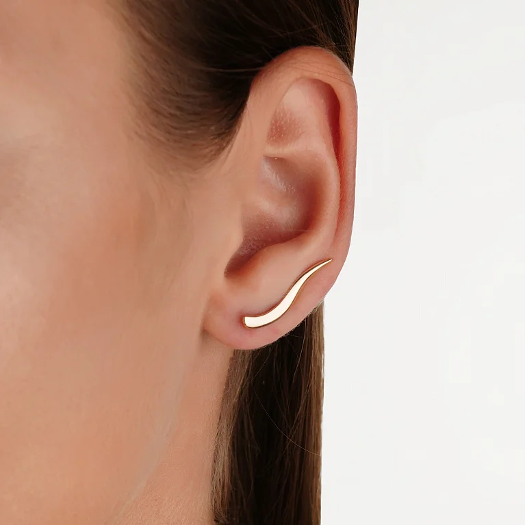 Сережки-клаймберы из красного золота - 614203