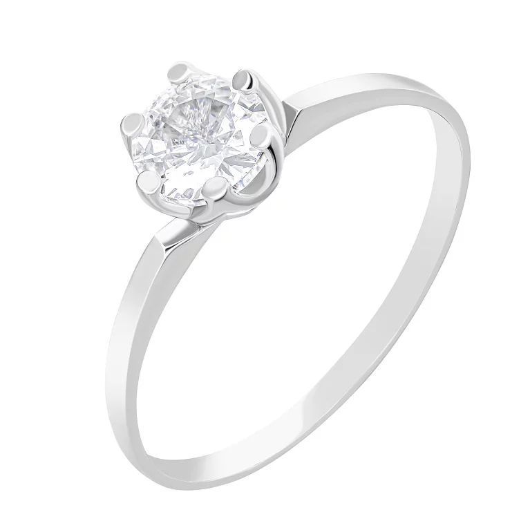 Серебряное помолвочное кольцо с фианитом. Артикул 7501/1740: цена, отзывы, фото – купить в интернет-магазине AURUM