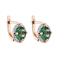 Сережки у червоному золоті з кварцем та фіанітами - 2178333