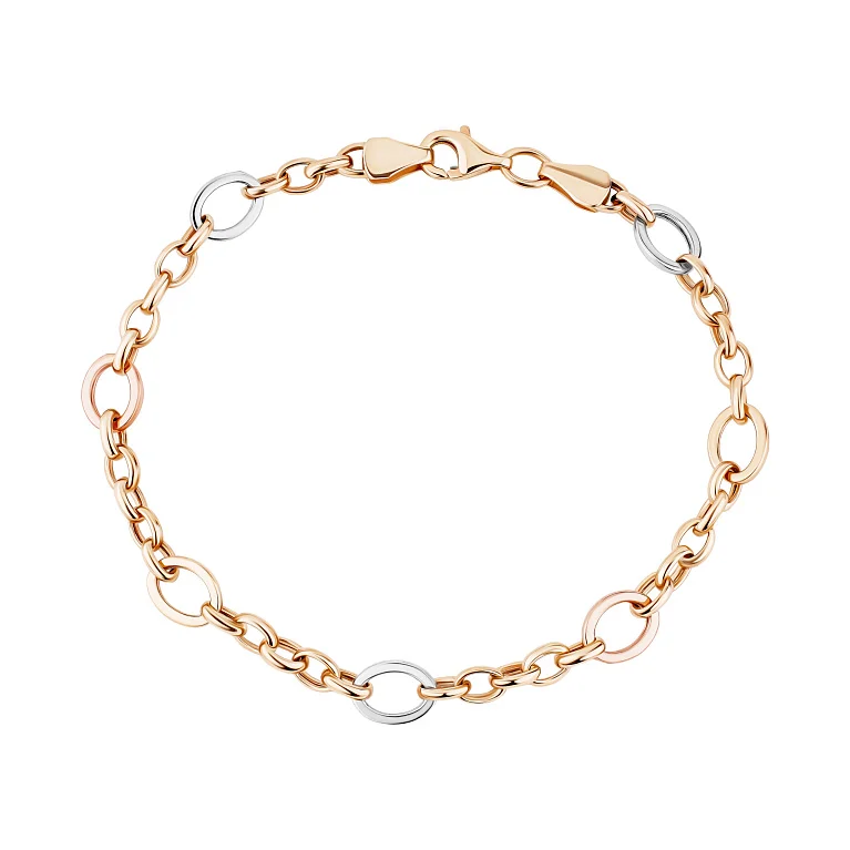 Брслет в коминированном золоте плетение якорное  - 2180079