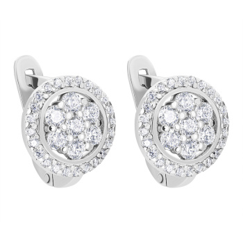 Серьги из серебра "Цветок" с фианитами - 1594185