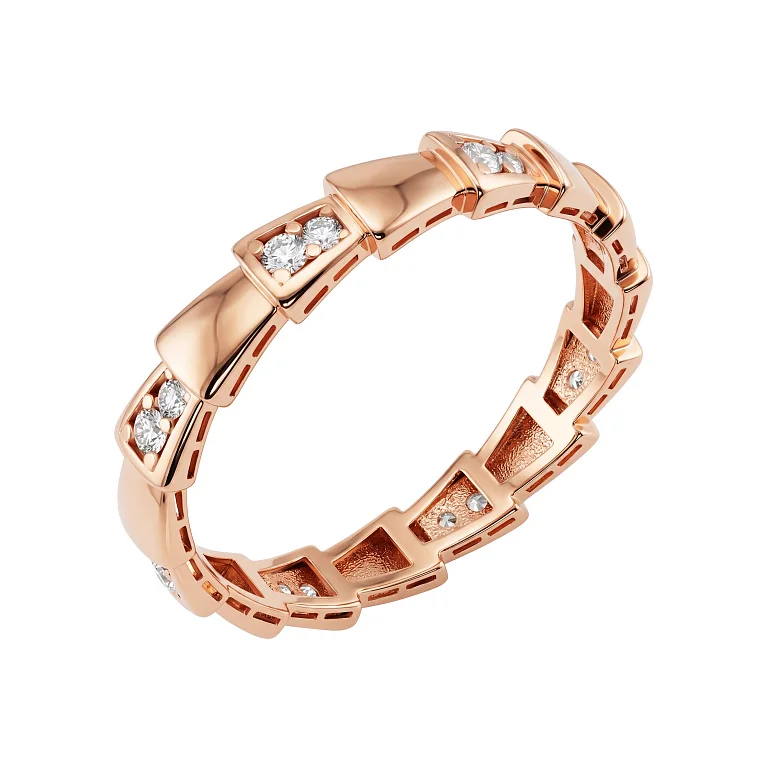 Каблучка з червоного золота "Змія" з фіанітами - 2117274