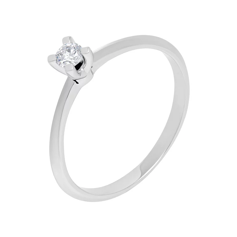 Каблучка для заручин з білого золота з діамантом. Артикул К341584010б: ціна, відгуки, фото – купити в інтернет-магазині AURUM