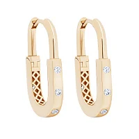 Сережки-кольца из красного золота с фианитами - 1745079
