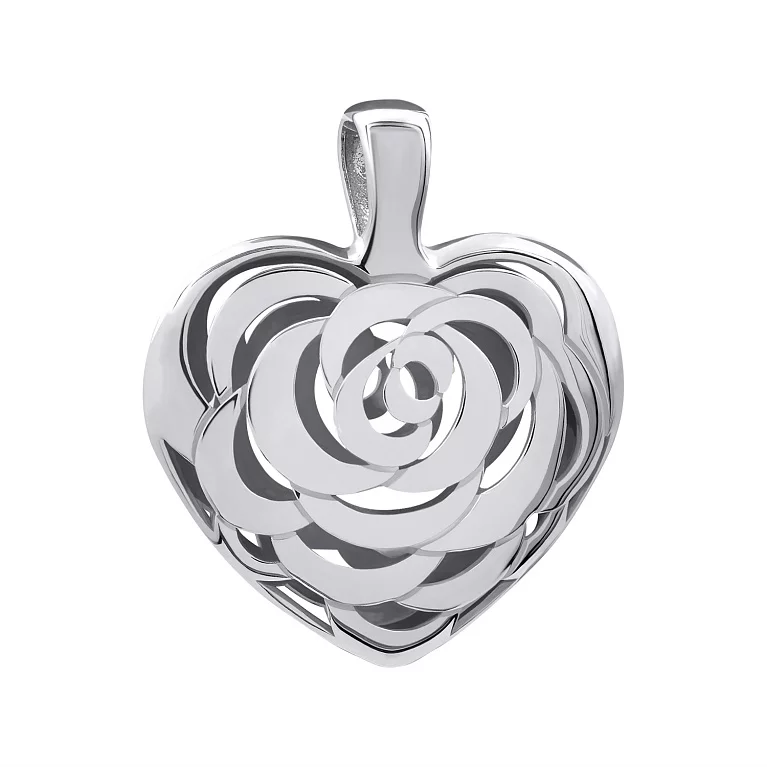 Подвеска серебряная "Сердце" с платиновим покрытием. Артикул 7503/500800-КПл: цена, отзывы, фото – купить в интернет-магазине AURUM