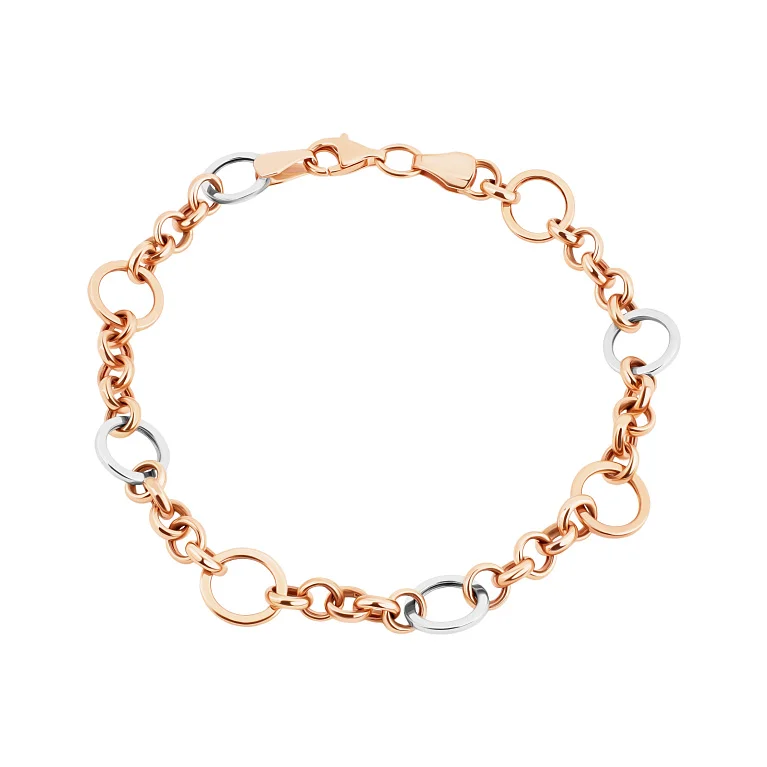 Браслет з комбінованого золота плетіння шопард - 972943