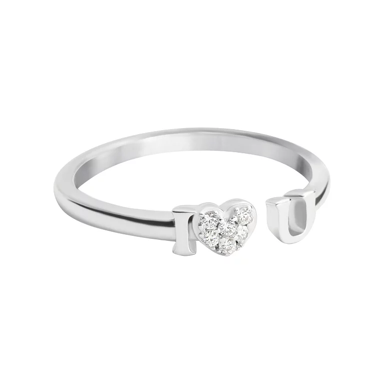 Серебряное кольцо с фианитом Сердечко. Артикул 7501/К2Ф/455: цена, отзывы, фото – купить в интернет-магазине AURUM