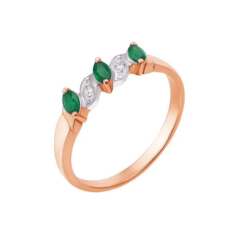 Золотое кольцо с бриллиантами и изумрудами. Артикул 52166/1,25см: цена, отзывы, фото – купить в интернет-магазине AURUM