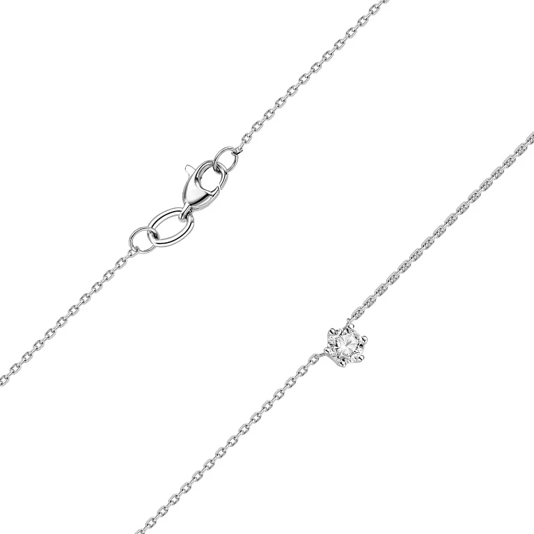 Кольє з білого золота з діамантом якірне плетіння - 2071467
