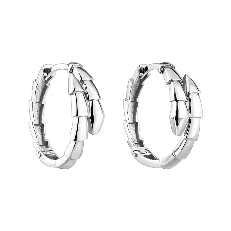 Серьги-кольца "Змея" из белого золота - 2149615