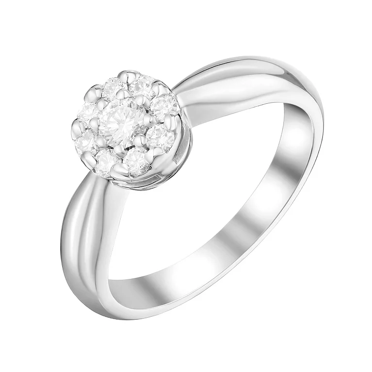Кольцо из белого золота с бриллиантами. Артикул К1641б: цена, отзывы, фото – купить в интернет-магазине AURUM