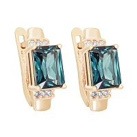 Стильні сережки у червоному золоті з турмаліном та фіанітами - 1971885