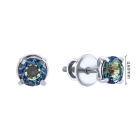 Серьги-гвоздики из серебра с мистик топазом - 1525185