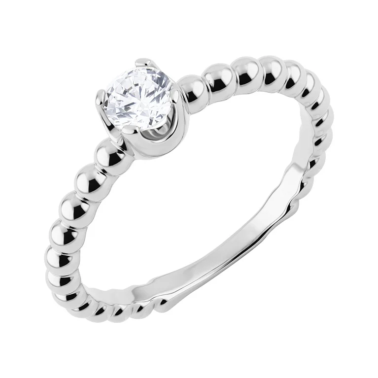 Каблучка "Кульки" з білого золота та фіанітом - 2214499