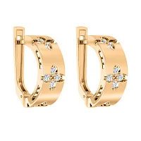 Серьги из красного золота "Цветок" с фианиатами - 2134279