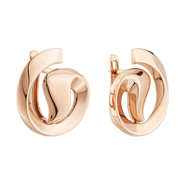 Сережки "Завитки" з червоного золота  - 2214503