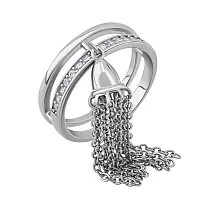 Двойное серебряное кольцо с подвесом и дорожкой фианитов - 1974598