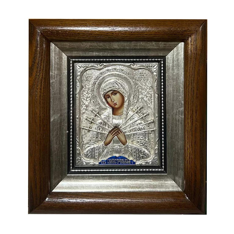 Икона "Семистрельная Богородица" серебряная. Артикул 4-П: цена, отзывы, фото – купить в интернет-магазине AURUM