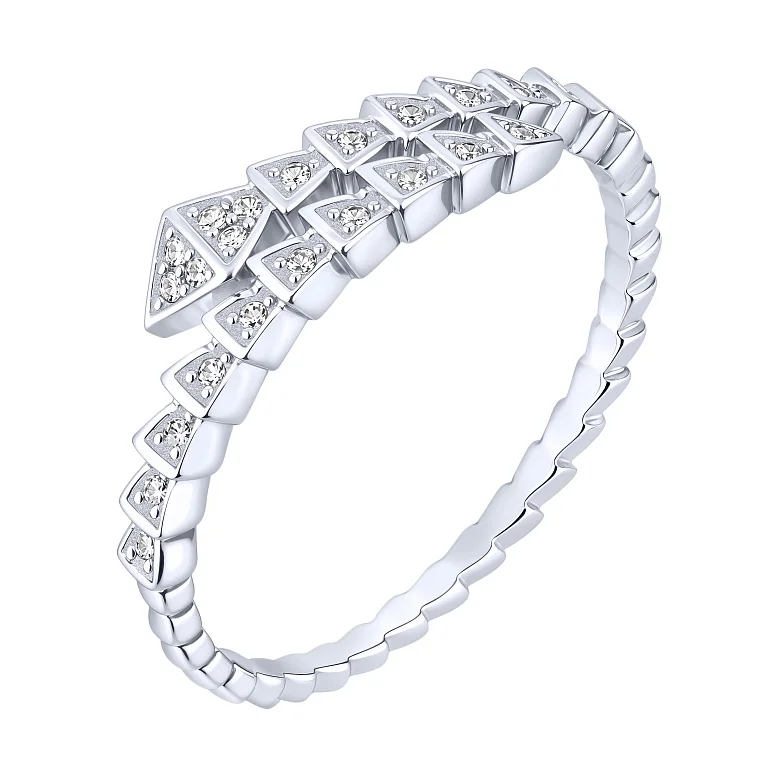 Серебряное кольцо "Змея" с фианитами  - 2205857