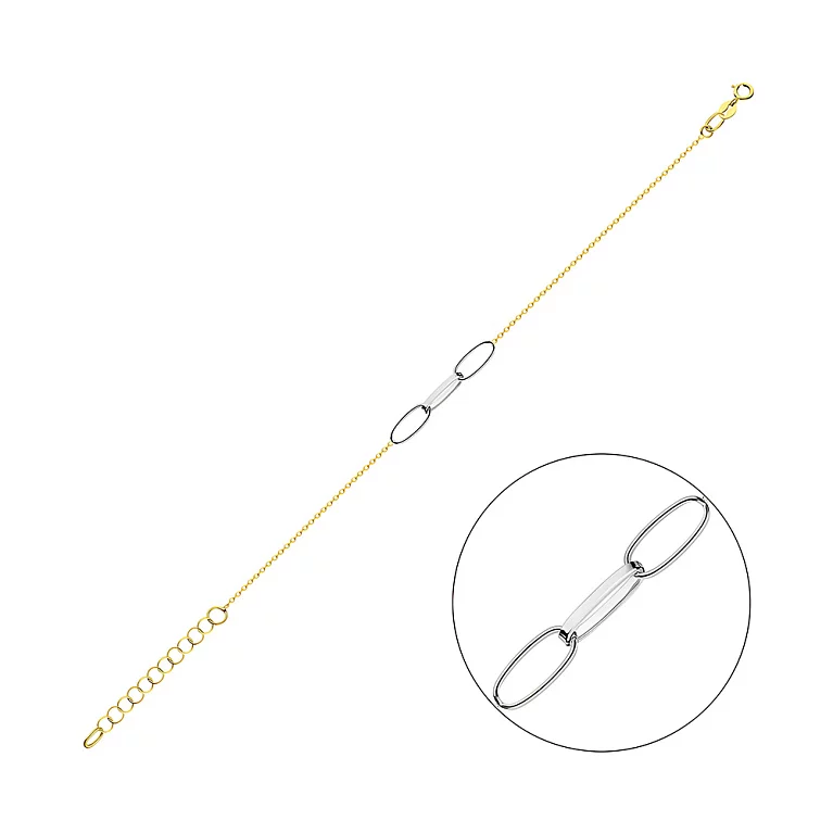 Золотий браслет "Ланки" у жовтому та білому золоті плетіння якір. Артикул 325426жб: ціна, відгуки, фото – купити в інтернет-магазині AURUM