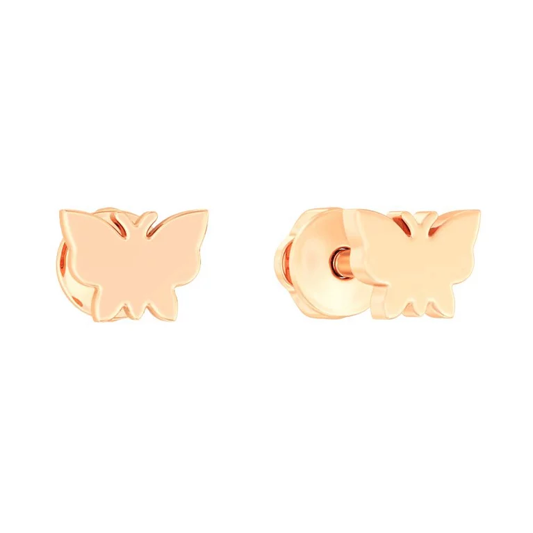 Сережки-гвоздики з червоного золота Метелики. Артикул 110899: ціна, відгуки, фото – купити в інтернет-магазині AURUM