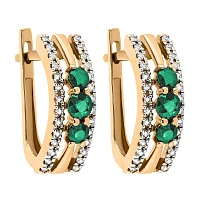 Стильні сережки в червоному золоті зі смарагдами та діамантами - 1980495