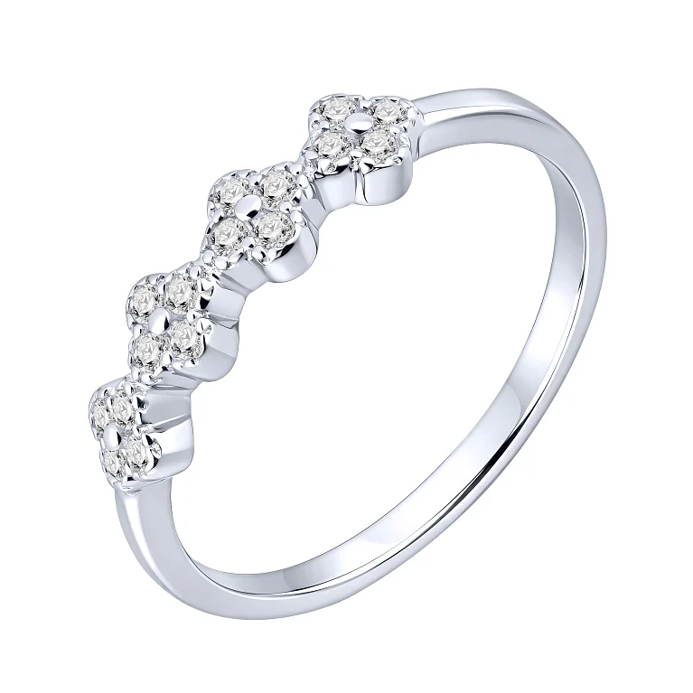 Серебряное кольцо "Цветы" с фианитами  - 2186996