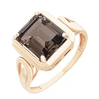 Стильна каблучка у червоному золоті "Квадрат" з кварцом - 1971769