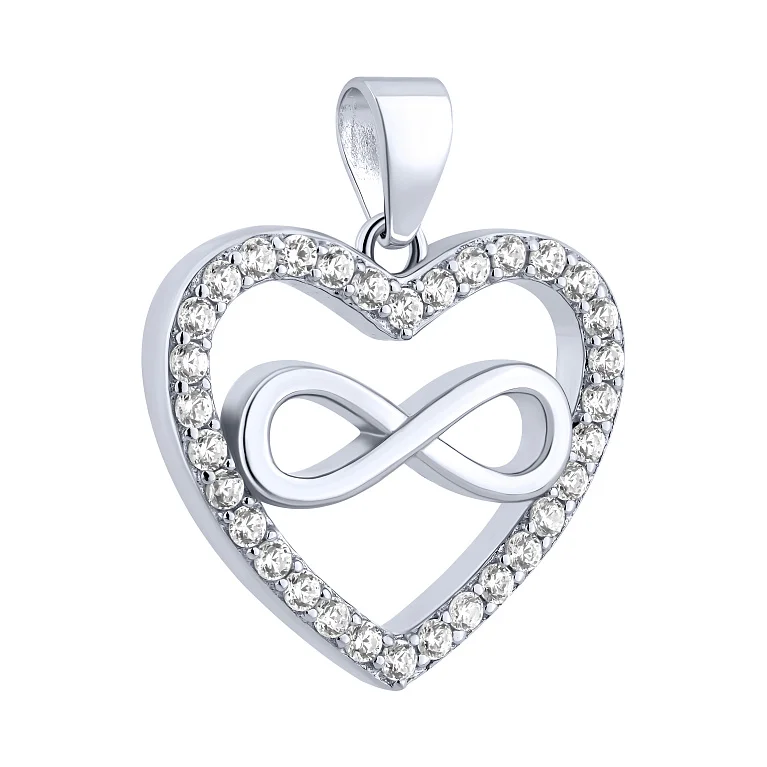 Подвес "Сердце и бесконечность" из серебра с фианитами - 2216823