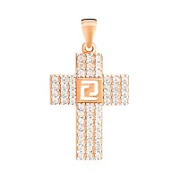 Крестик из красного золота с фианитом - 968713