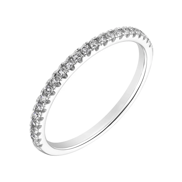 Каблучка із білого золота з доріжкою із діамантів - 2126638