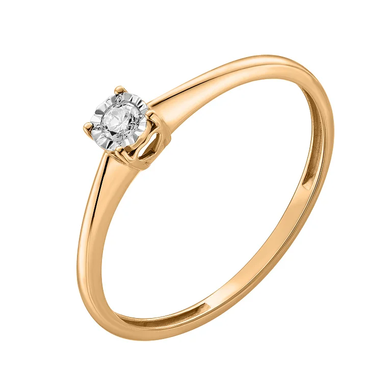 Каблучка із комбінованого золота з діамантом - 2130974