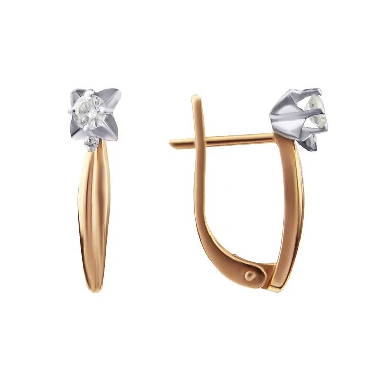 Золоті сережки з діамантом. Артикул С2397: ціна, відгуки, фото – купити в інтернет-магазині AURUM