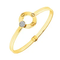 Браслет жесткий из лимонного золота с фианитом "Love" - 1071902