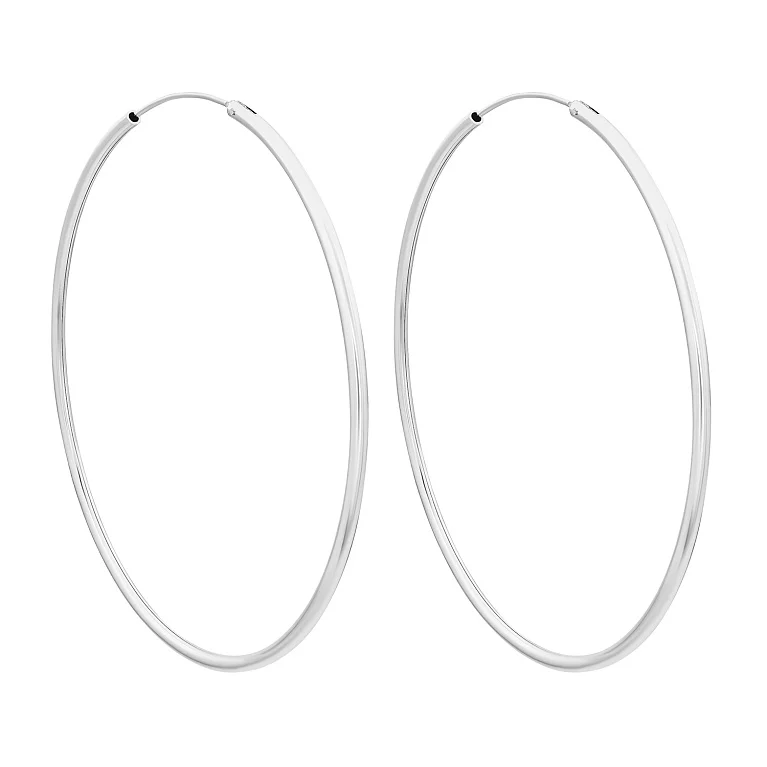 Сережки-кільця зі срібла з родіюванням. Артикул 7518/2023968: ціна, відгуки, фото – купити в інтернет-магазині AURUM