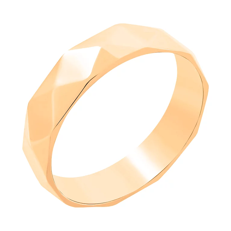 Свадебное обручальное кольцо в красном золоте с гранями. Артикул 239241: цена, отзывы, фото – купить в интернет-магазине AURUM