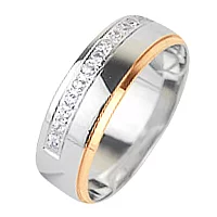 Обручальное кольцо из комбинированного золота с цирконием. Артикул 6074/01: цена, отзывы, фото – купить в интернет-магазине AURUM