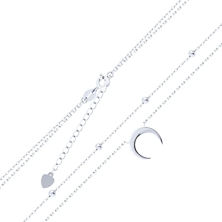 Подвійне кольє "Місяць" з підвісом зі срібла у якірному плетінні - 2122301