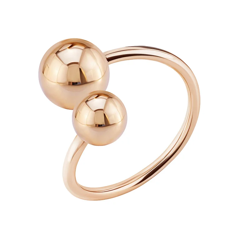 Незамкнута каблучка у червоному золоті "Кульки" - 2179937