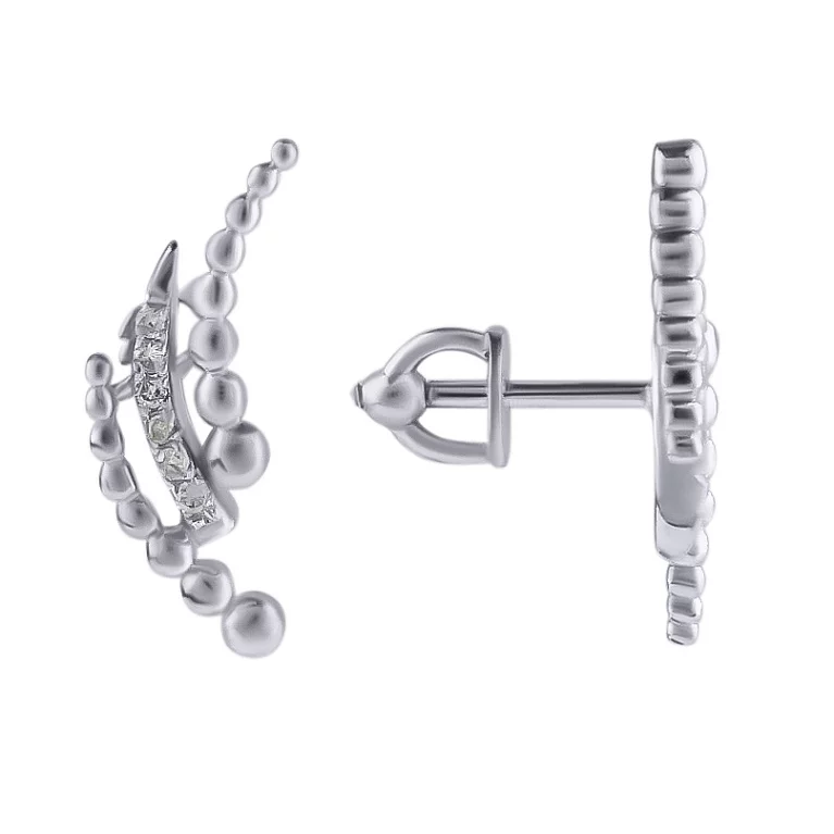 Сережки-гвоздики з білого золота з діамантами. Артикул 23039ббрил: ціна, відгуки, фото – купити в інтернет-магазині AURUM
