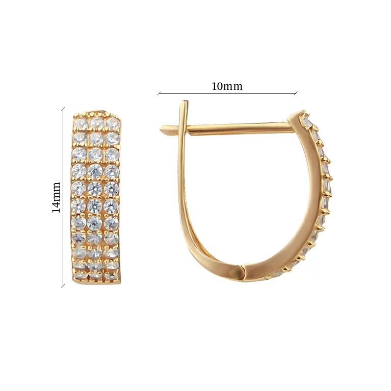 Золоті сережки з фіанітами. Артикул 2105059101: ціна, відгуки, фото – купити в інтернет-магазині AURUM