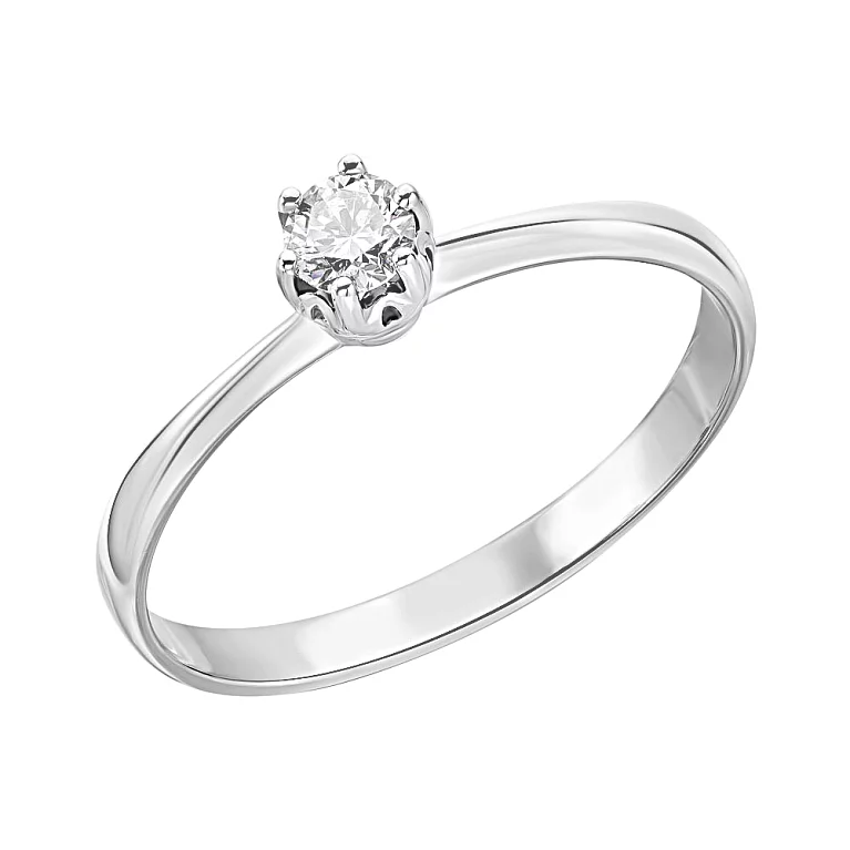 Каблучка для заручин з білого золота з діамантом. Артикул 1107141202: ціна, відгуки, фото – купити в інтернет-магазині AURUM