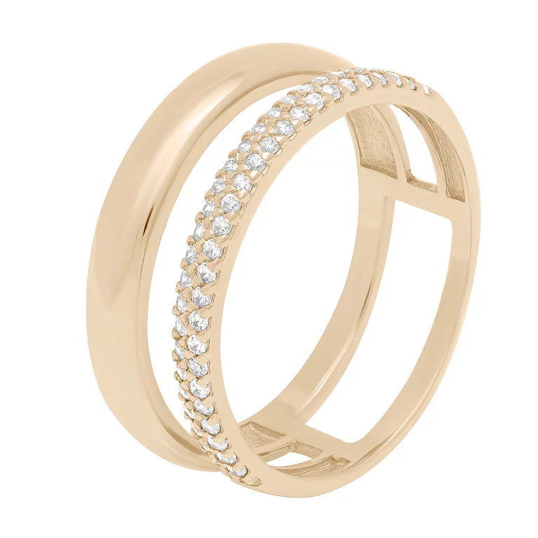 Двойное кольцо из красного золота с фианитами. Артикул КВ1456и: цена, отзывы, фото – купить в интернет-магазине AURUM