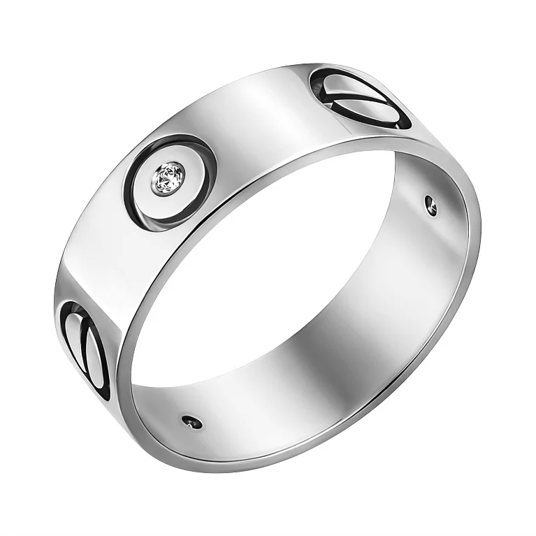 Кольцо "Love" из белого золота с фианитом - 1095007