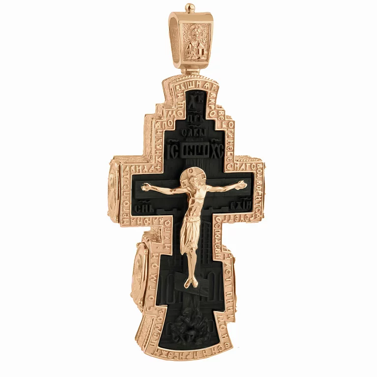 Массивный крест из красного золота с эбеновым деревом. Артикул П0366: цена, отзывы, фото – купить в интернет-магазине AURUM