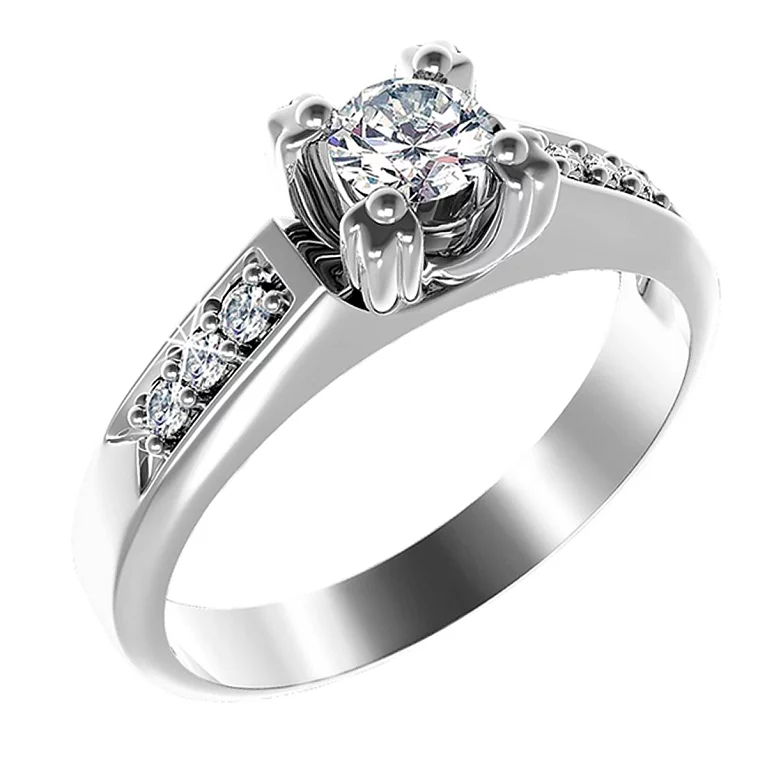 Каблучка для заручин з білого золота з діамантами. Артикул 12239ббрил: ціна, відгуки, фото – купити в інтернет-магазині AURUM