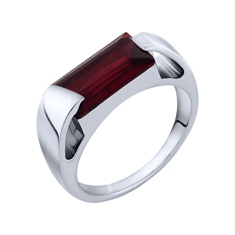 Каблучка зі срібла з гранатом у мінімалістичному стилі - 2162692